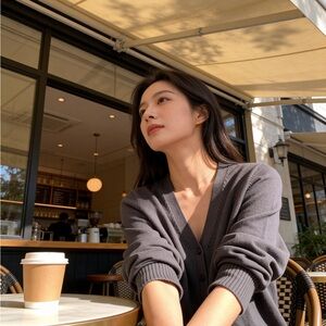 Classic V-Neck Button Sweater Cardigan - Charcoal